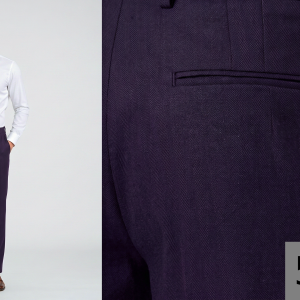 J.HAMPSTEAD SUPER WOOLS PURPLE COLOUR PLAIN UNSTITCHED TROUSER FABRIC -1.30 METRES / VV5204