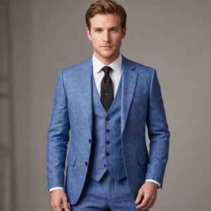 RAYMOND LINEN COTTON BLUE COLOUR UNSTITCHED SUIT FABRIC OF 3.5 METERS / VV5284