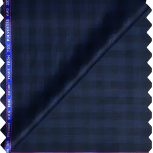 Raymond Adorn Super 90's Merino Wool blue Checkered trouser Fabric-1.25 mts / VV6810