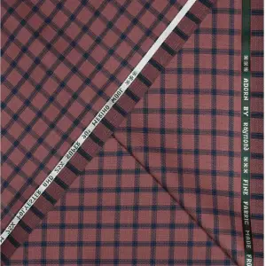 Raymond Adorn Super 90's Merino Wool  Peach checkered Suit Fabric-3.0 mts / VV6817
