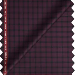 Raymond Adorn Super 90's Merino Wool purple checkered trouser Fabric-1.25 mts / VV6818