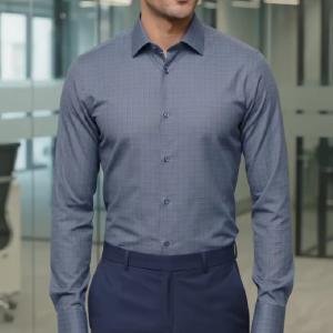 Raymond 100% Premium Cotton Grey Checkered Unstitched Shirt Fabric - 1.60 meters / VV6930