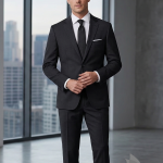 J HAMPSTEAD BLACK TERRON RAYON PLAIN UNSTITCHED SUIT FABRIC-3MTS / VV7241