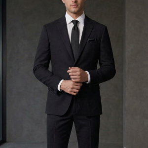 SIYARAM's BLACK POLY BLENDED UNSTITCHED SUIT FABRIC-3MTS - 4321 / VV7253