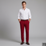 RAYMOND RED 45% WOOL BLENDED PLAIN UNSTITCHED TROUSER FABRIC- 1.25 MTS / VV7286