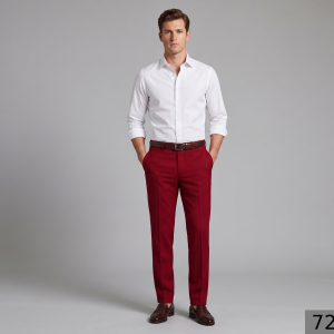 RAYMOND RED 45% WOOL BLENDED PLAIN UNSTITCHED TROUSER FABRIC- 1.25 MTS / VV7286
