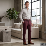 J.Hampstead Maroon Terron Rayon Unstitched Trouser Fabric - 1.25 Metres / VV8215